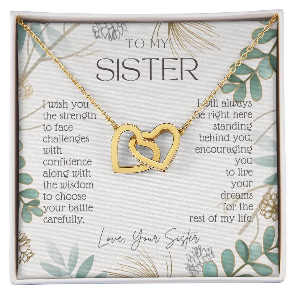 To My Sister Live Your Dreams Gift For Sister From Sister Sister Birthday Graduation Christmas Present Interlocking Hearts Necklace