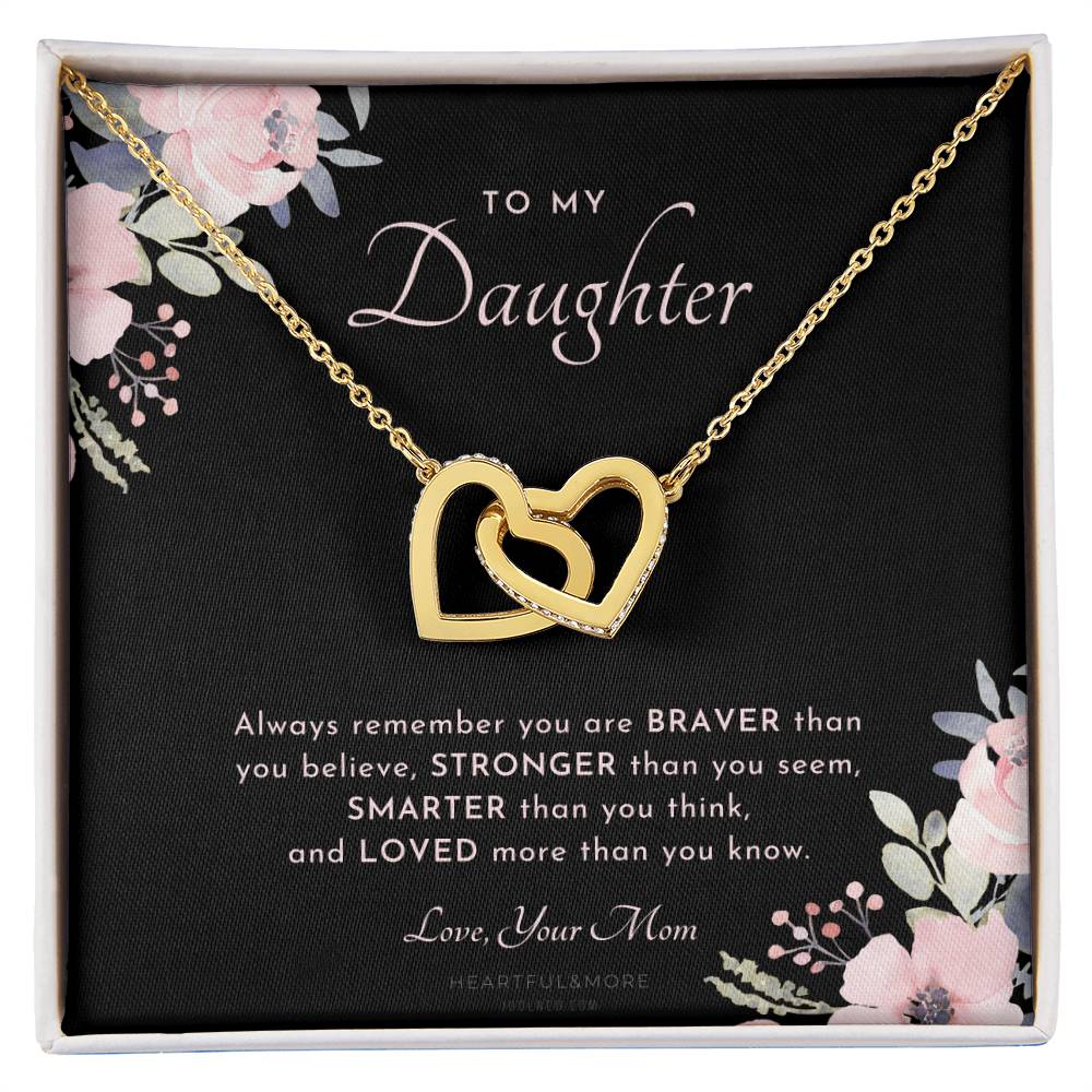 To My Daughter Always Remember Gift For Daughter From Mom Daughter Birthday Graduation Christmas Present Interlocking Hearts Necklace