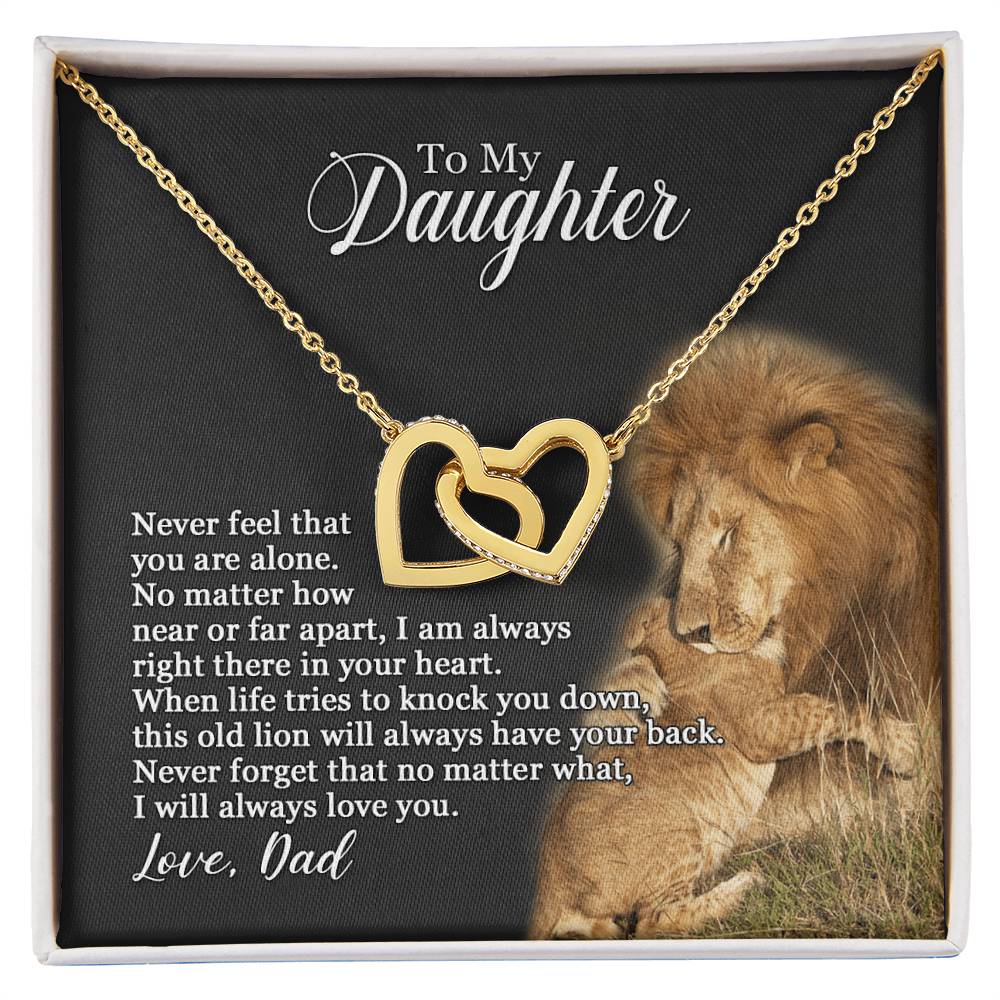 To My Daughter - I Will Always Love You - Necklace Mb Interlocking Hearts Necklace