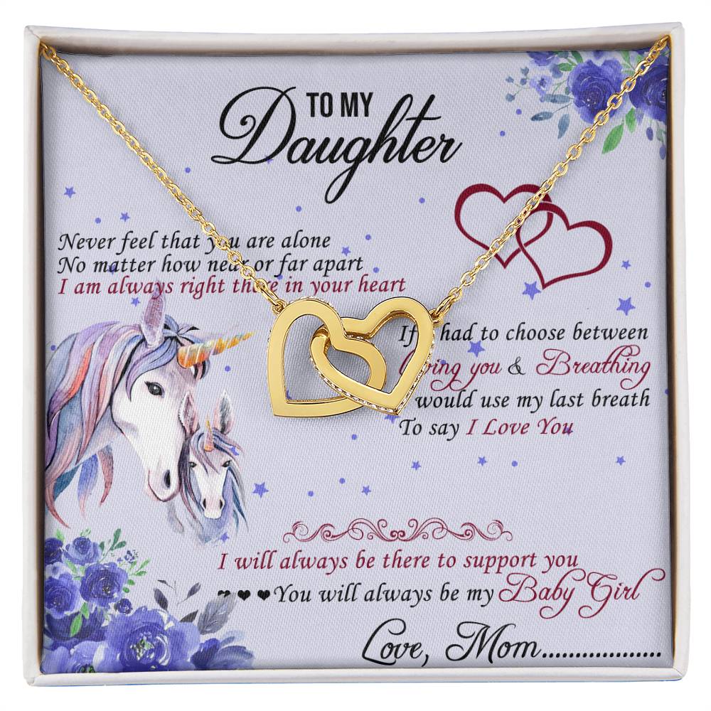 To My Daughter Interlocking Hearts Necklace Message Card