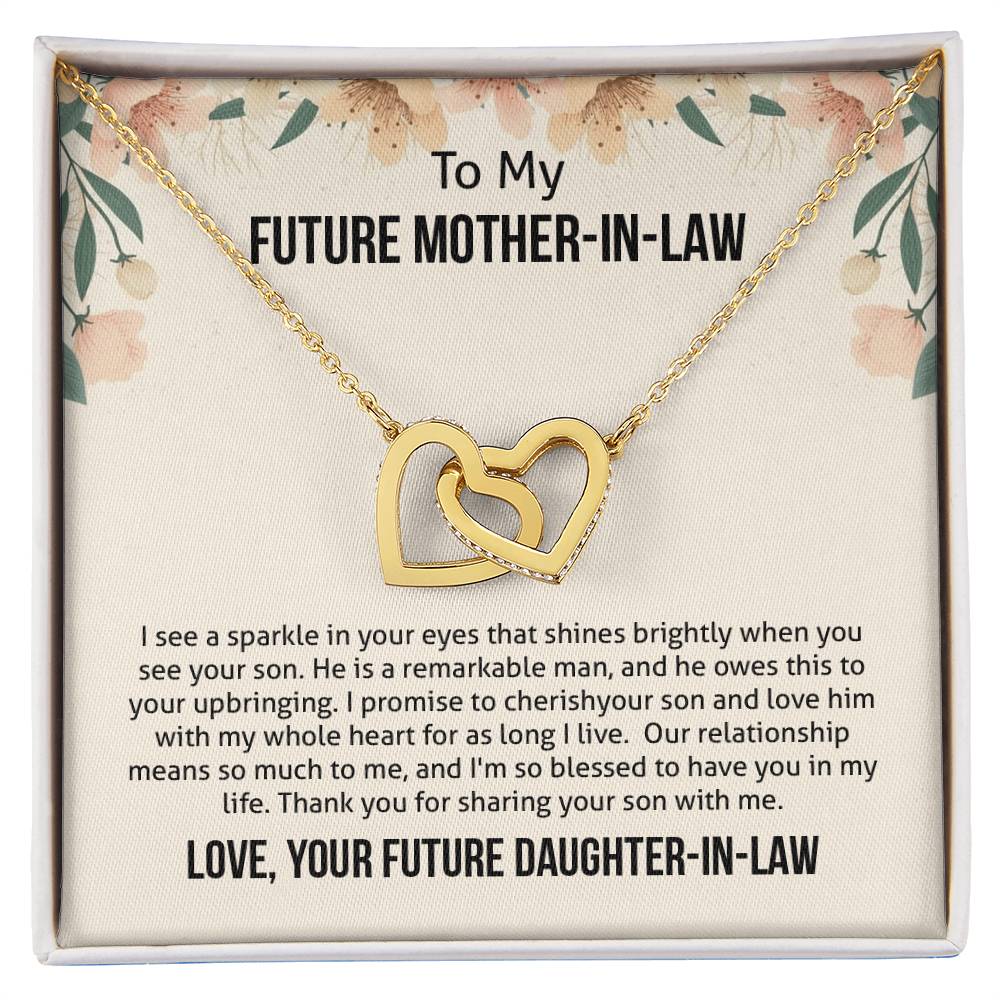 To My Future Mother-In-Law - Blessed To Have You Interlocking Hearts Necklace