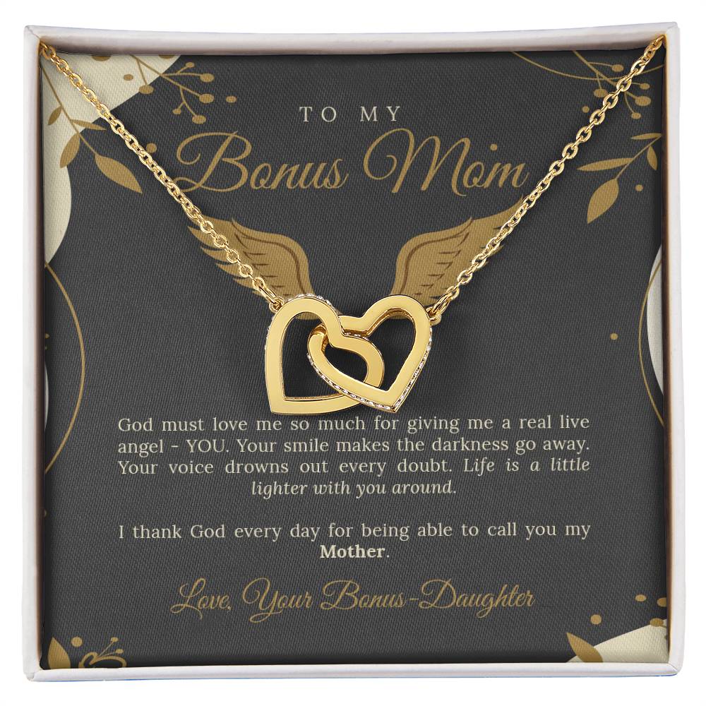 To My Bonus Mom Interlocking Hearts Necklace