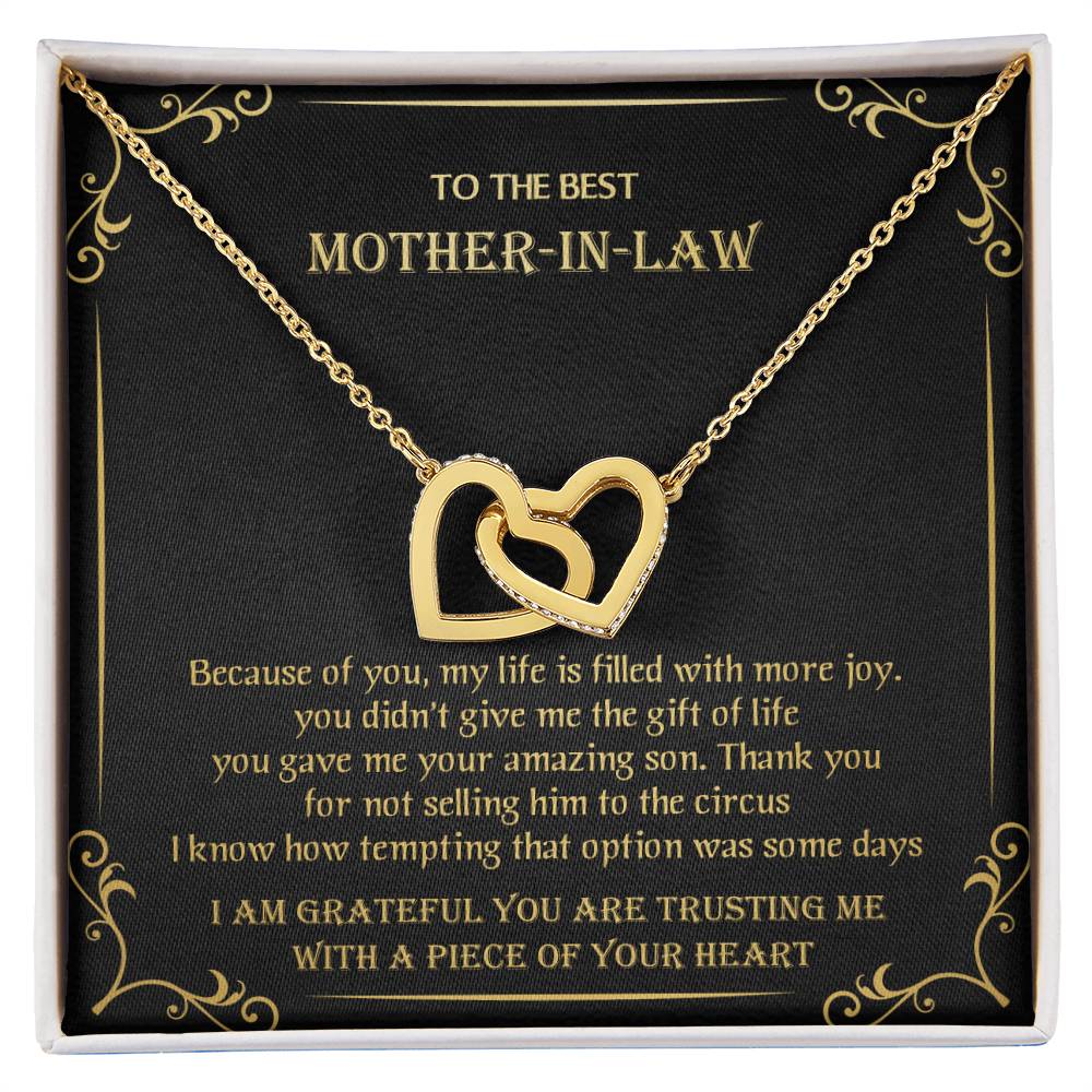 Gift For Mother-In-Law - You Gave Me Your Amazing Son - Interlocking Interlocking Hearts Necklace