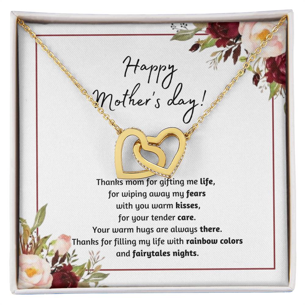 Happy Mothers Day! Thanks Mom For Gifting Me Life Interlocking Hearts Necklace