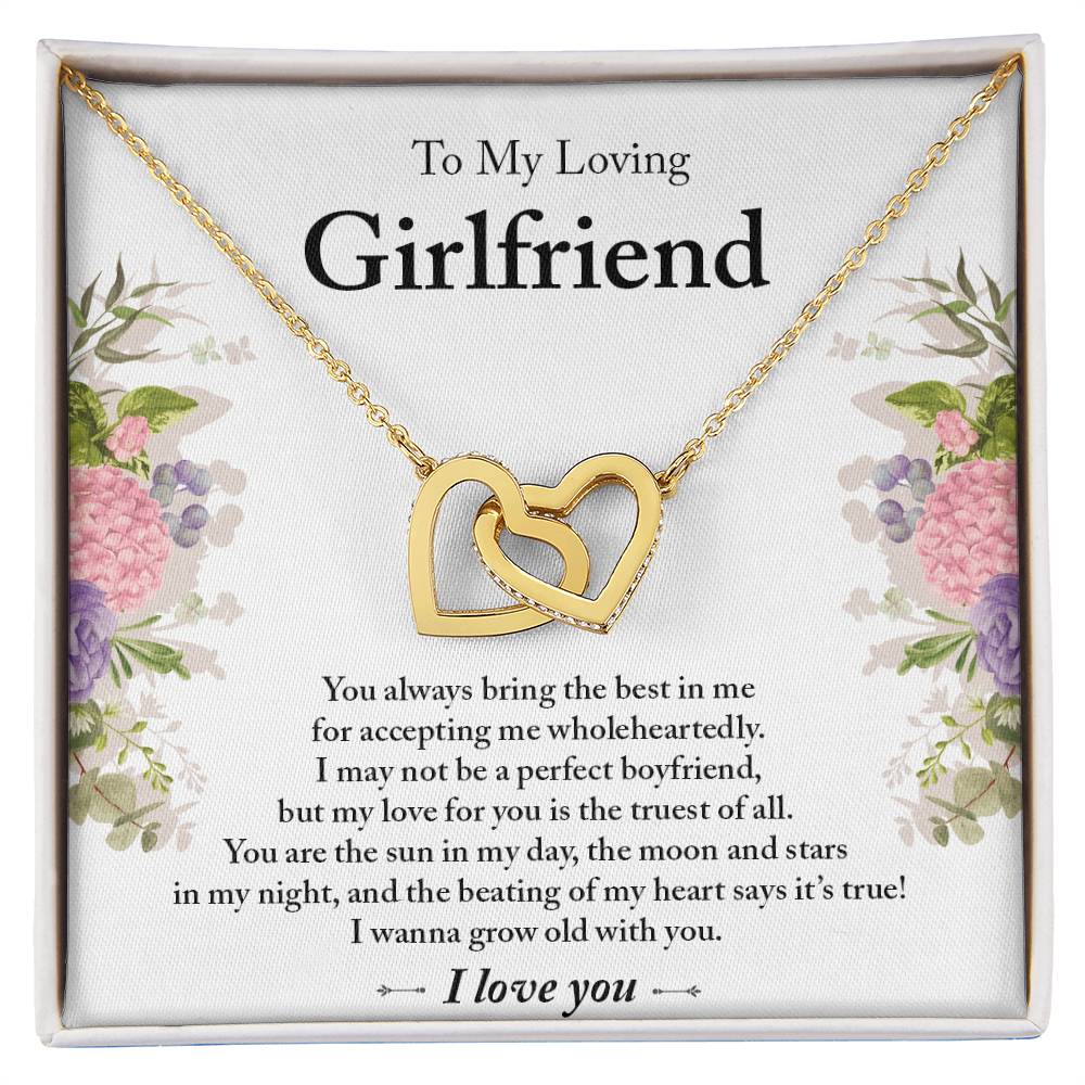 To My Loving Girlfriend - Interlocking Heart Pendant Necklace Interlocking Hearts Necklace