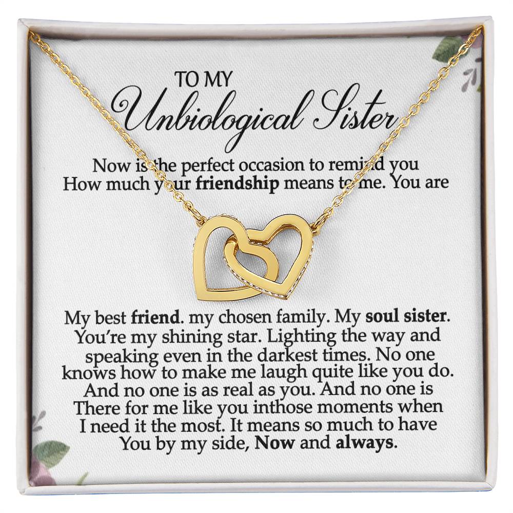 Unbiological Sister Necklace Bff Gift Soul Sister Sorority Sister Best Friend Gift Sister In Law Necklace Gift Interlocking Hearts Necklace
