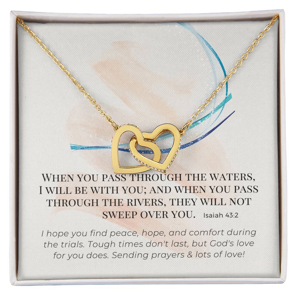 Scripture Encouragement Interlocking Hearts Necklace Isaiah 432 Cream Brush