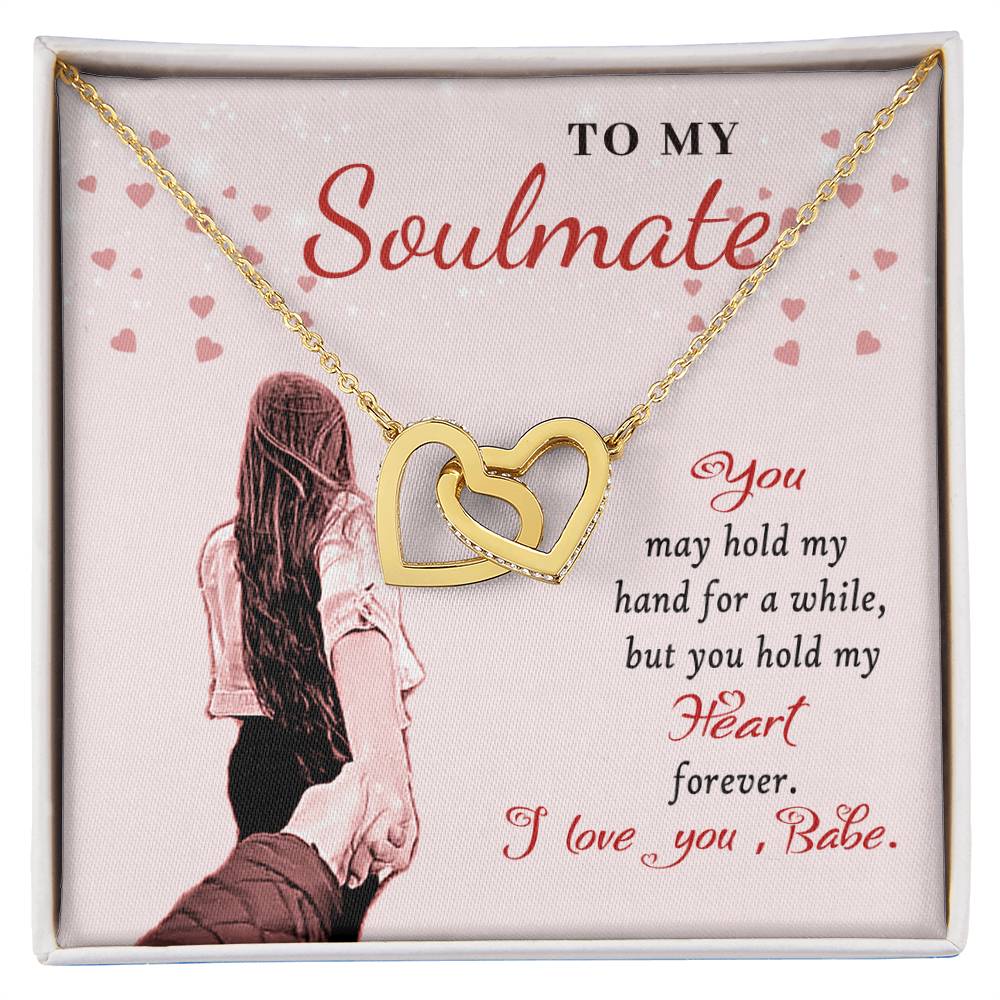 To My Soulmate - Interlocking Necklace - I Love You Babe Interlocking Hearts Necklace