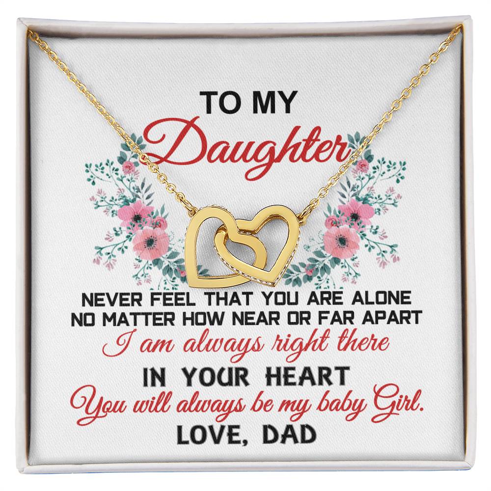 To My Daughter - Love Dad Interlocking Hearts Necklace