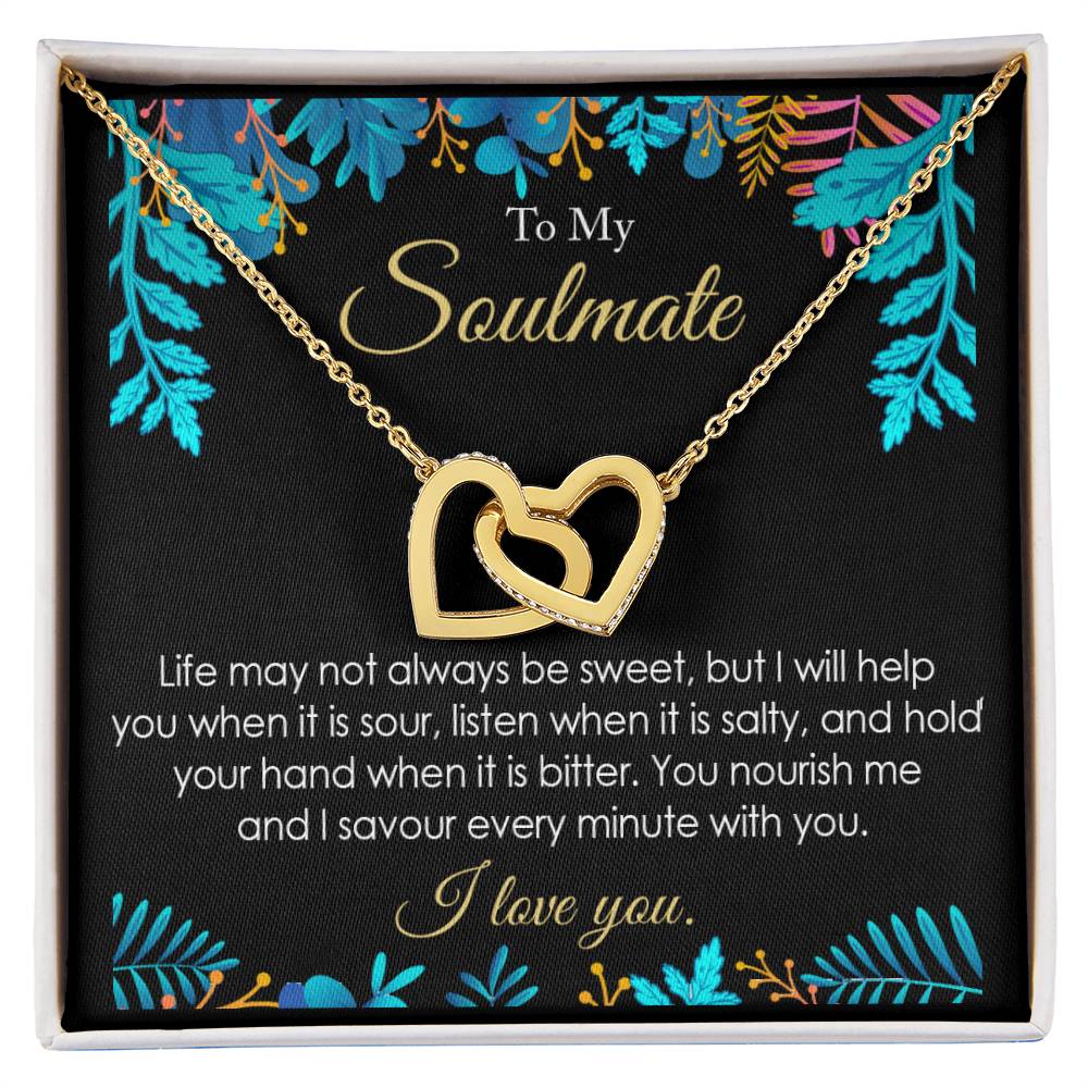 Soulmate Sweet And Sour Life Necklace Gift Friend Partner Relative Interlocking Hearts Necklace