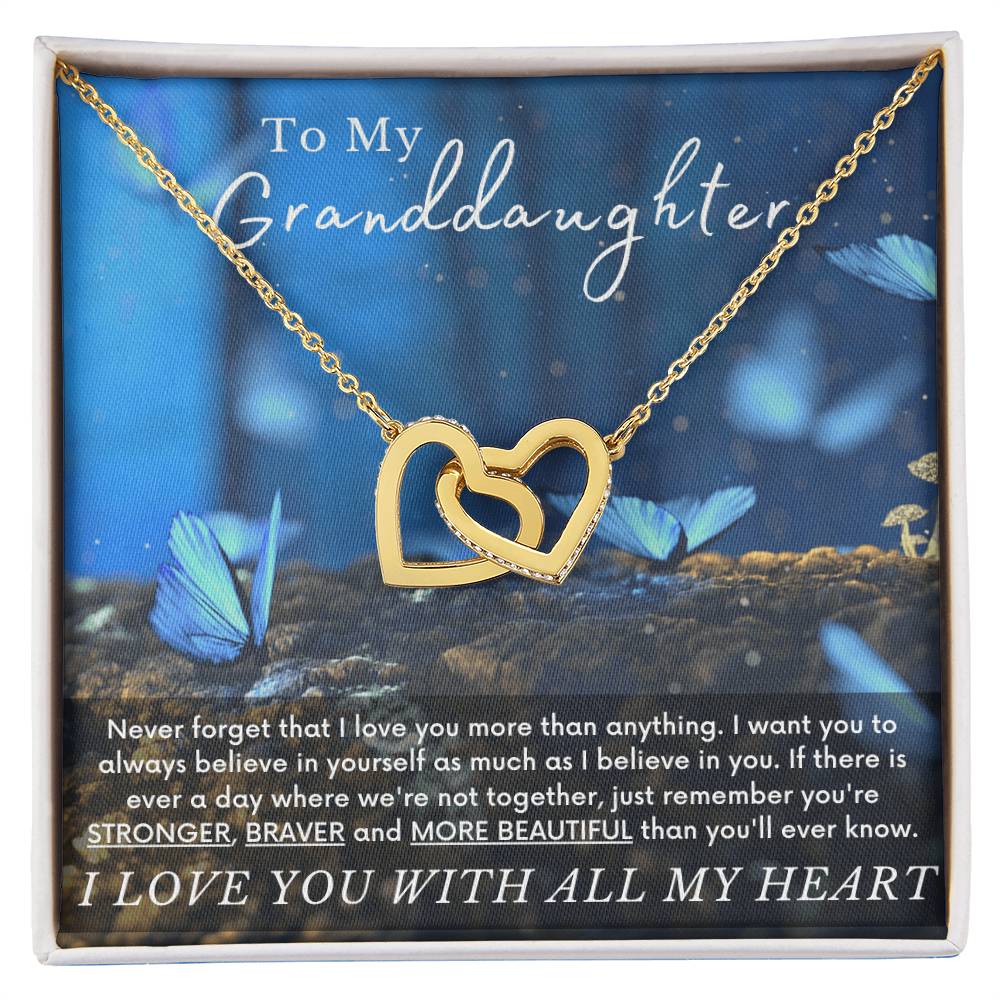To My Granddaughter Butterfly Necklace - A Unique Gift She Can Cherish Forever Interlocking Hearts Necklace