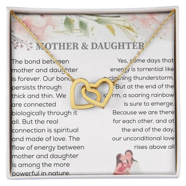 Bond Between Mother & Daughter Two Hearts Necklace Interlocking Hearts Necklace