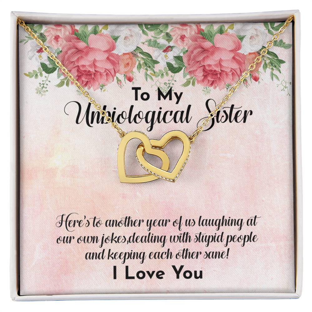Unbiological Sister Necklace - Soul Sister - Sorority Sister - Sister In Law Necklace - Step Sister Gift - Sister Necklace Interlocking Hearts Necklace