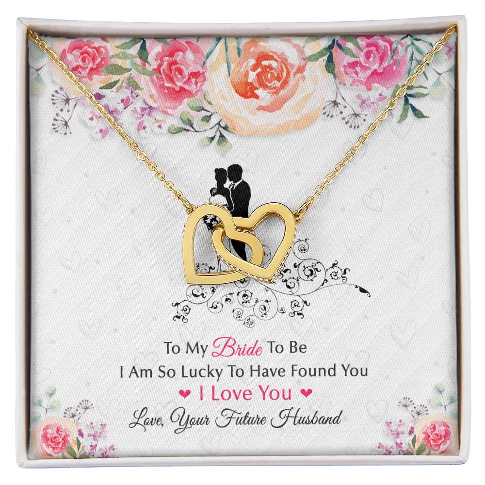 To My Bride To Be . Interlocking Hearts White Silhouette Design Interlocking Hearts Necklace