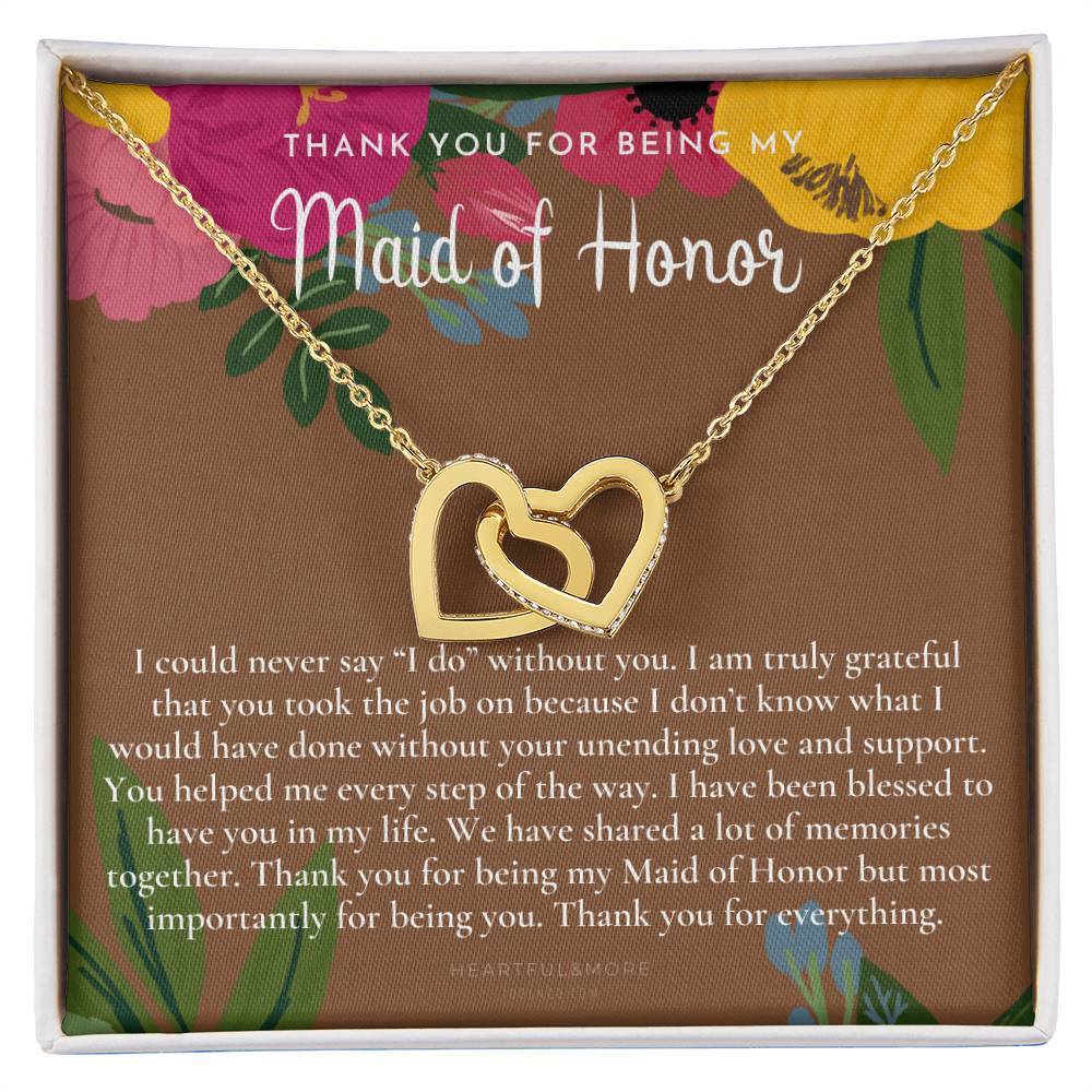 Maid Of Honor Thank You Gift From Bride Bridesmaid Gift Maid Of Honor Gift Necklace Matron Of Honor Gift Thank You Gift From Bride Interlocking Hearts Necklace