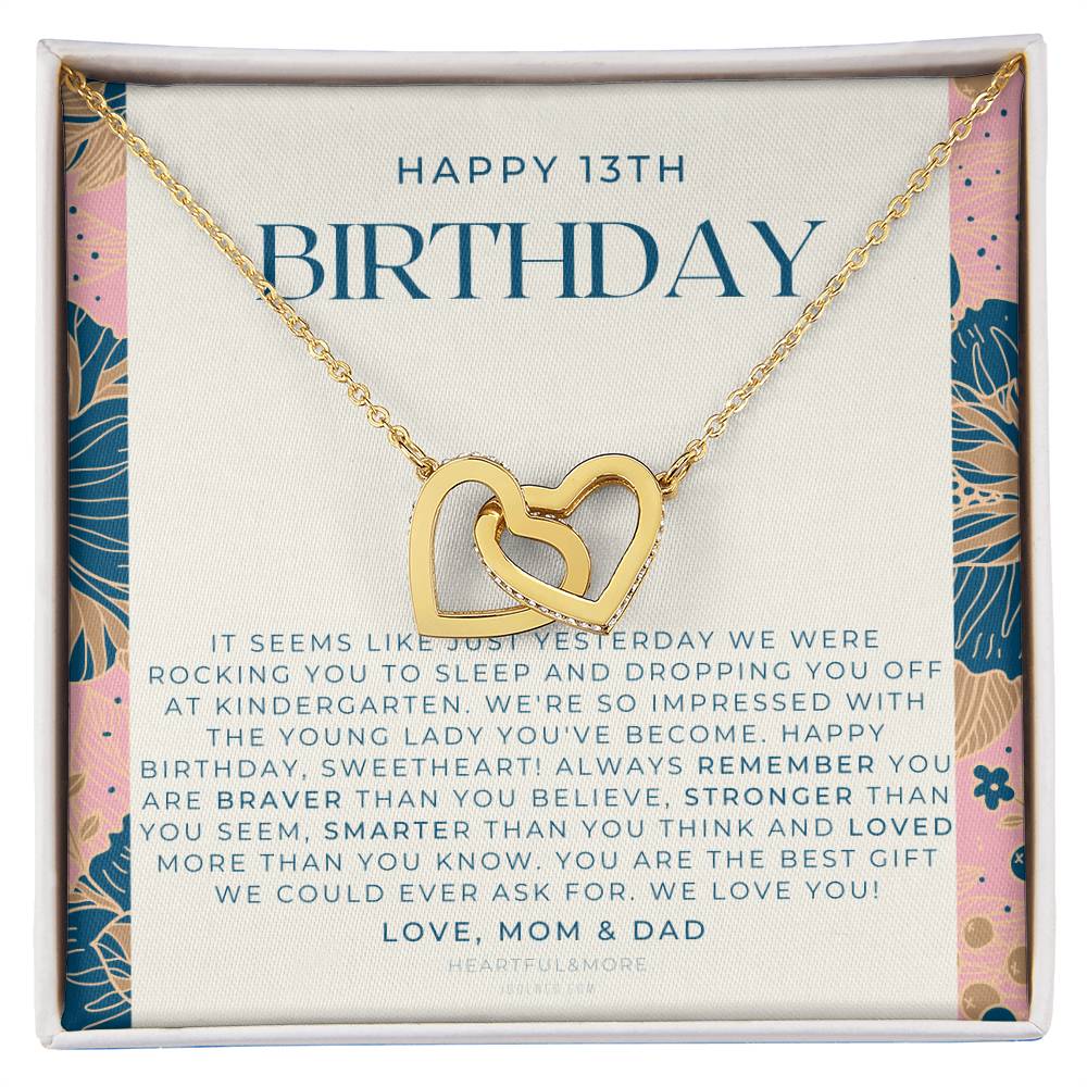 Gift For 13 Year Old Girl Gifts 13Th Birthday Girl 13Th Birthday Gift Thirteenth Birthday Necklace Teen Birthday Gift Official Teenager Interlocking Hearts Necklace