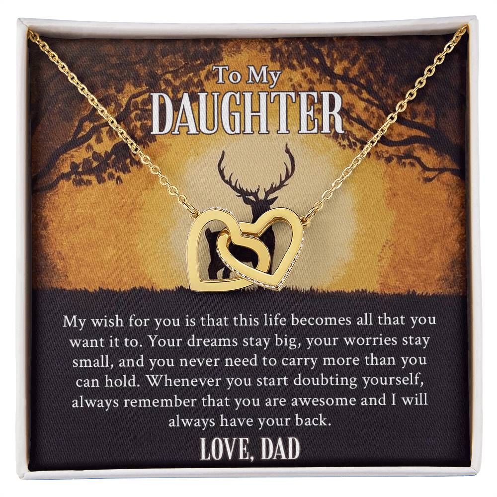 My Daughter - I Will Always Have Your Back Interlocking Hearts Necklace