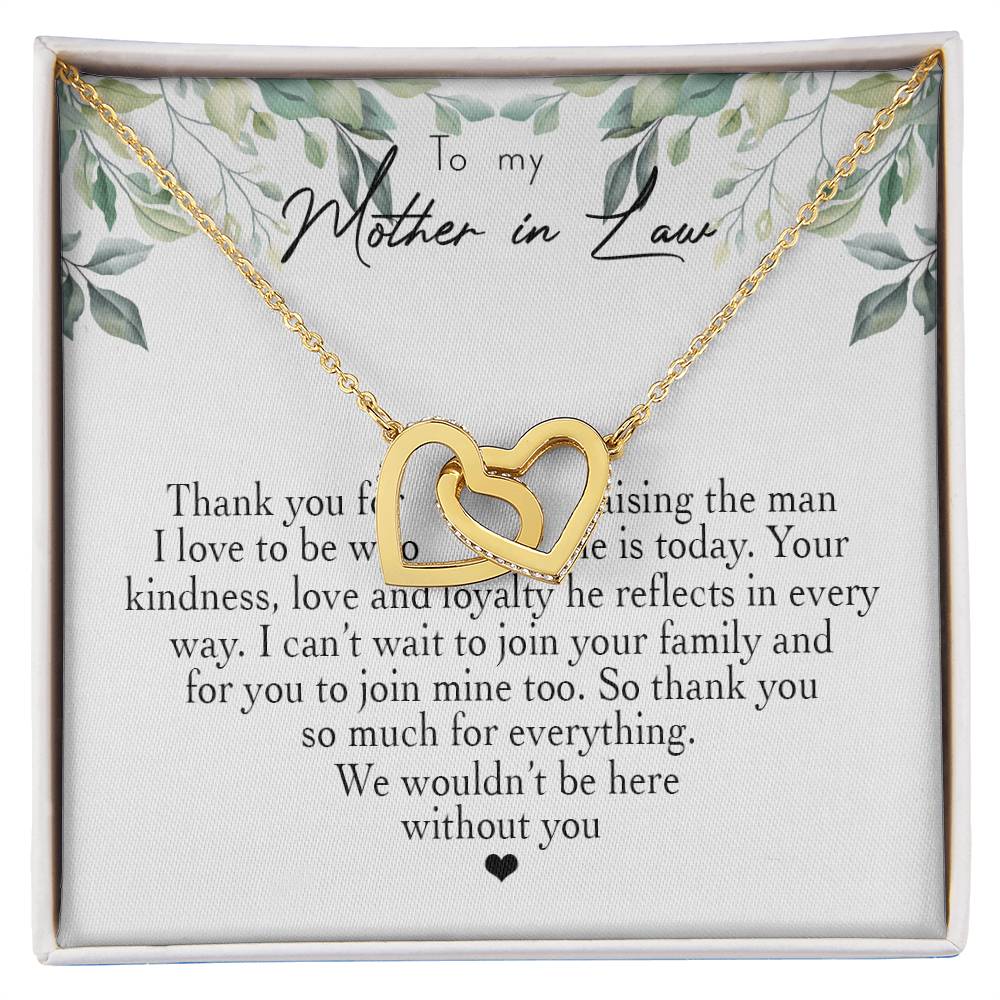 To My Mother In Law Thank You For Raising The Man I Love Heart Necklace Interlocking Hearts Necklace