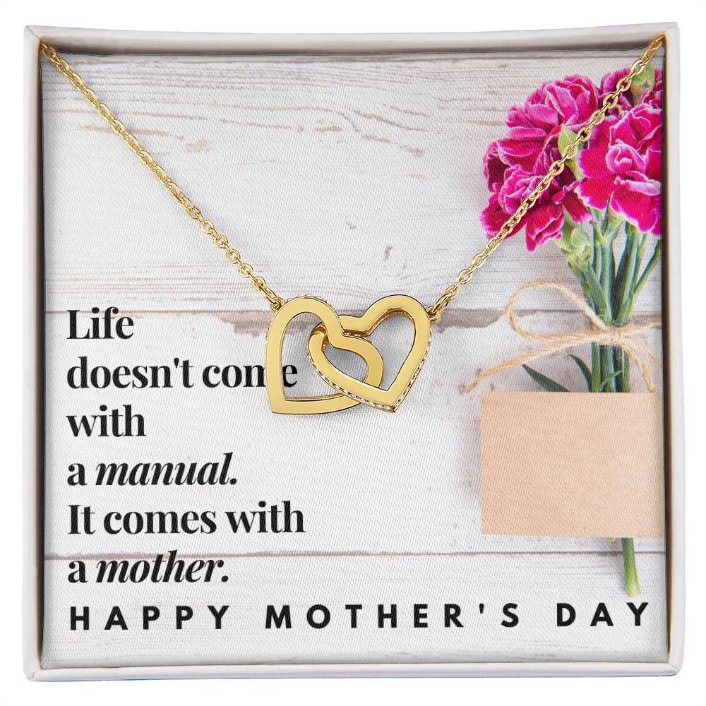 Happy Mother'S Day Double Heart Necklace Interlocking Hearts Necklace