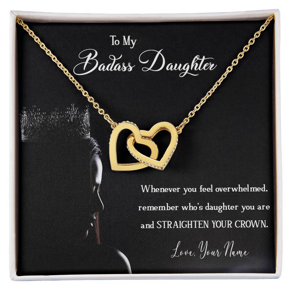 To My Badass Daughter Badass Daughter Necklace Gift For Daughter Necklace To My Badass Daughter Daughter Birthday Interlocking Hearts Necklace