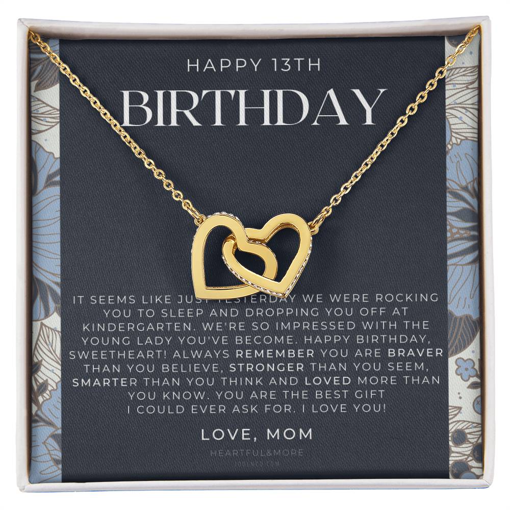 Gift For 13 Year Old Girl Gifts 13Th Birthday Girl 13Th Birthday Gift Thirteenth Birthday Necklace Teen Birthday Gift Official Teenager Interlocking Hearts Necklace