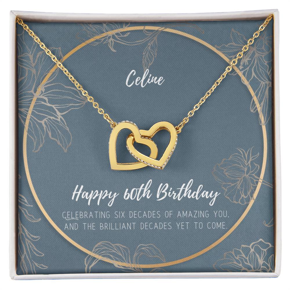 60Th Birthday Interlocking Hearts Necklace