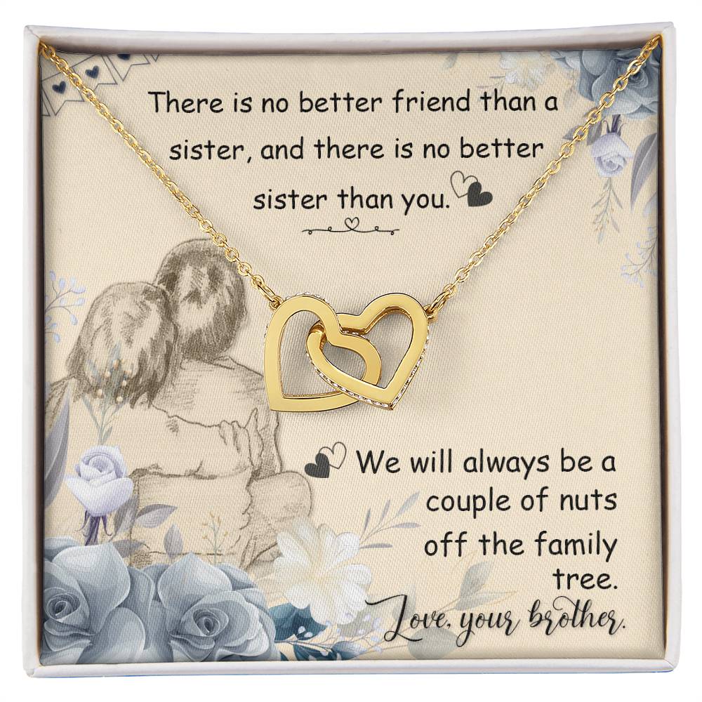 My Little Sister Two Hearts Necklace Loving Sister Gift Chain Funny Sister Present Interlocking Hearts Necklace