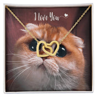 I Love You Cute Gift - Kitten Hearts Necklace Interlocking Hearts Necklace