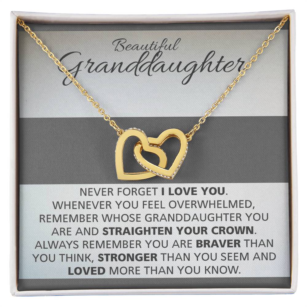 Granddaughters - Straighten Crown Necklace Interlocking Hearts Necklace