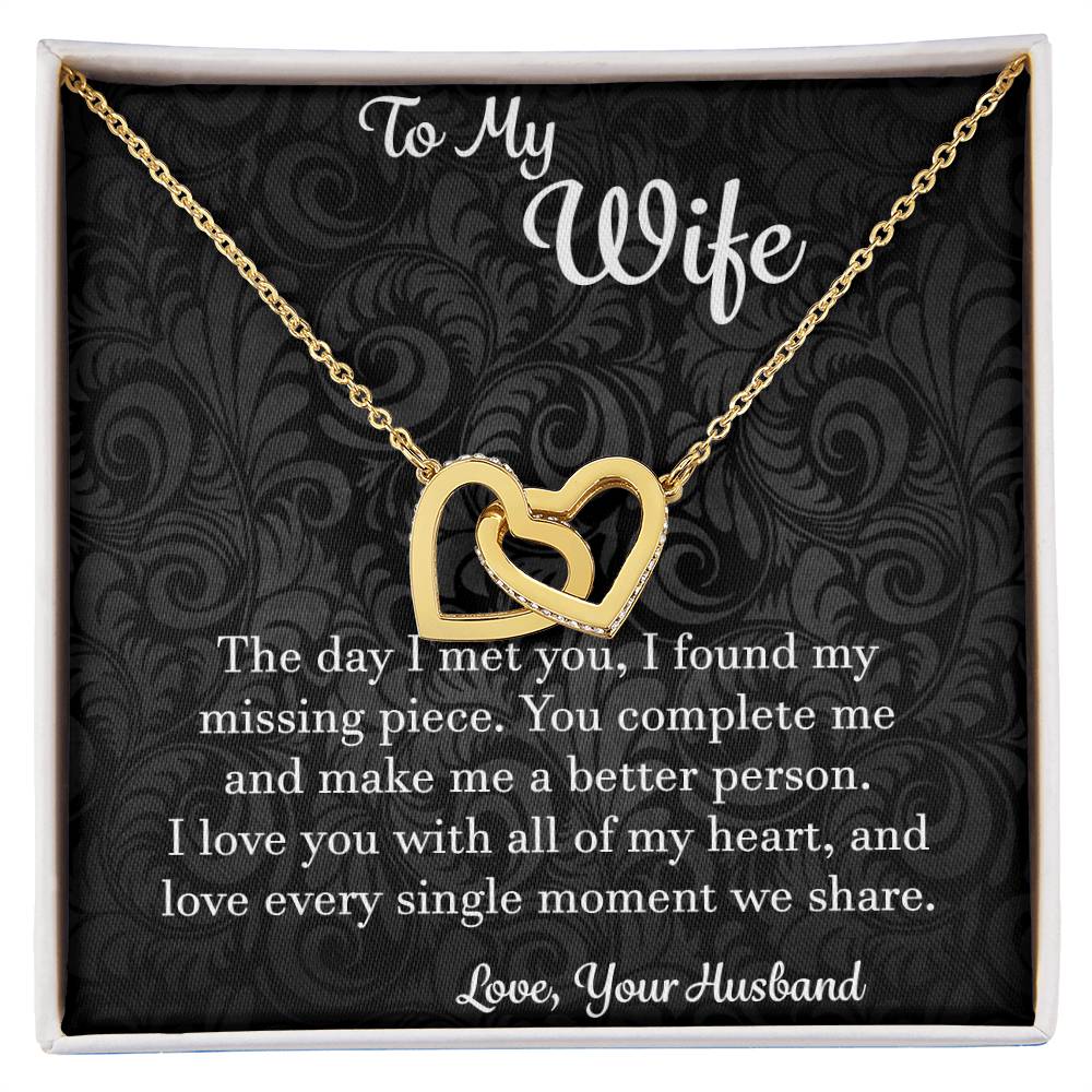 To My Wife The Day I Met You - Love Husband Interlocking Hearts Necklace
