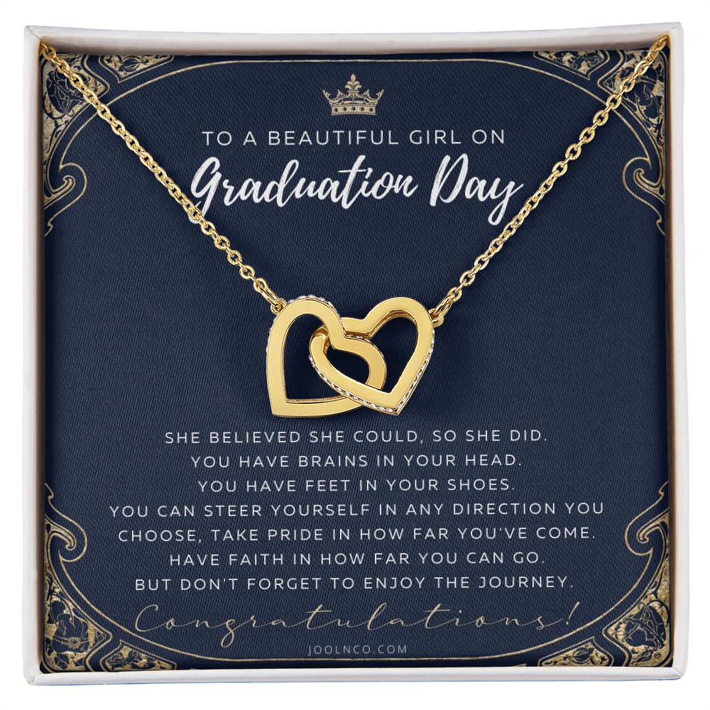 Graduation Gift Necklace For Daughter College Graduation Gift For Her High School Senior Graduation Mba Phd Master Class Of Interlocking Hearts Necklace