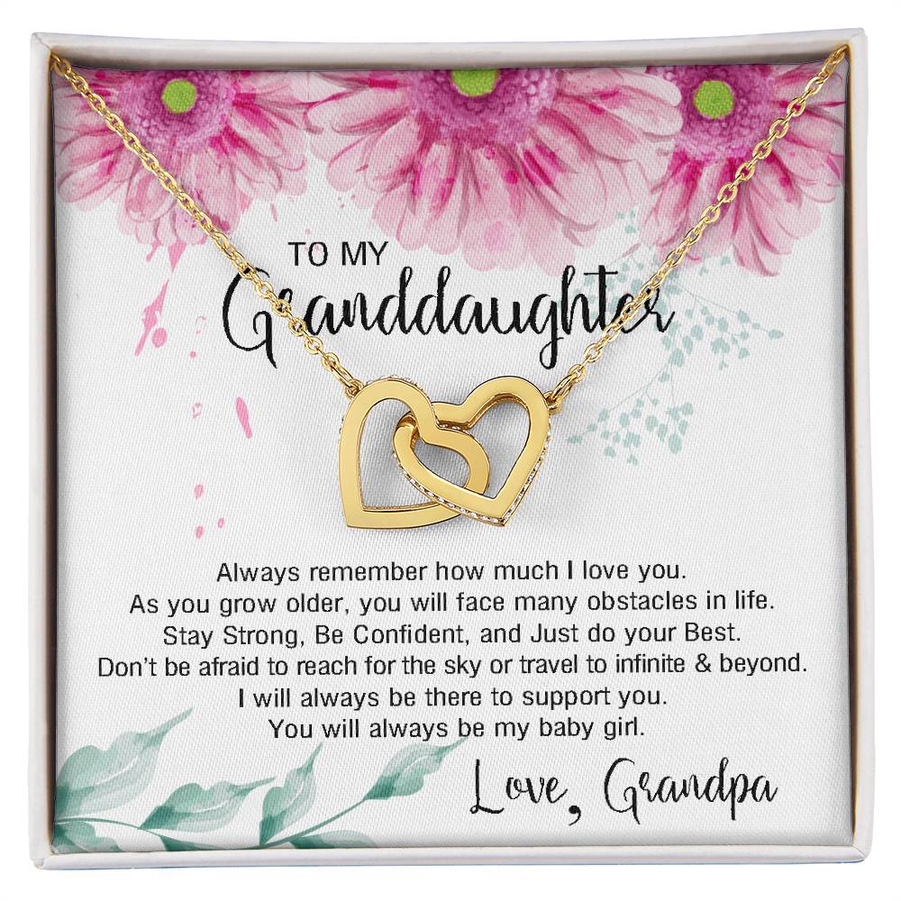 To My Granddaughter From Grandpa - You Will Always Be My Baby Girl Interlocking Hearts Necklace