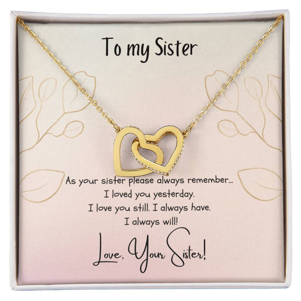 To My Sister Interlocking Hearts Necklace