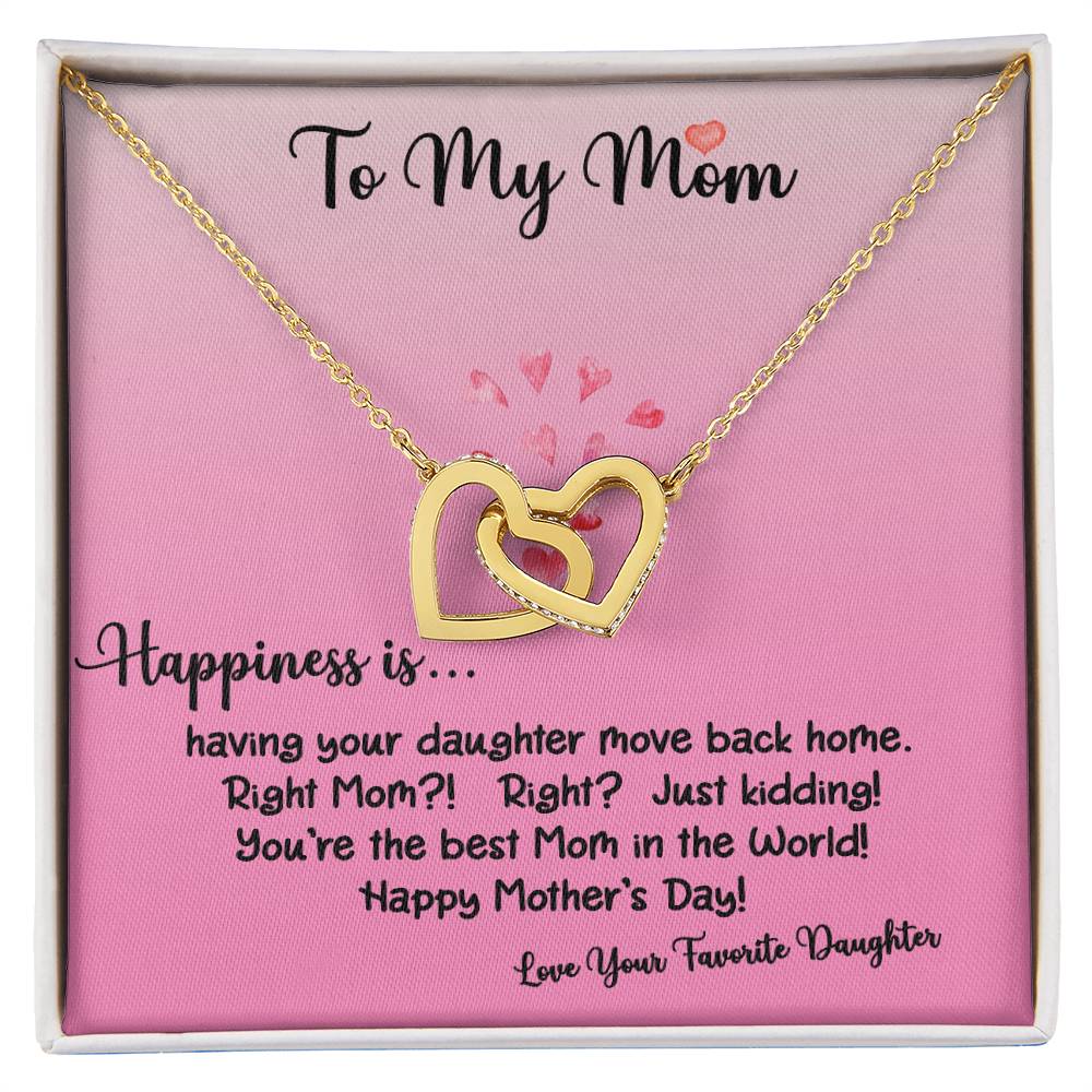 To My Mom Happiness Is Daughter Ilh Necklace Interlocking Hearts Necklace