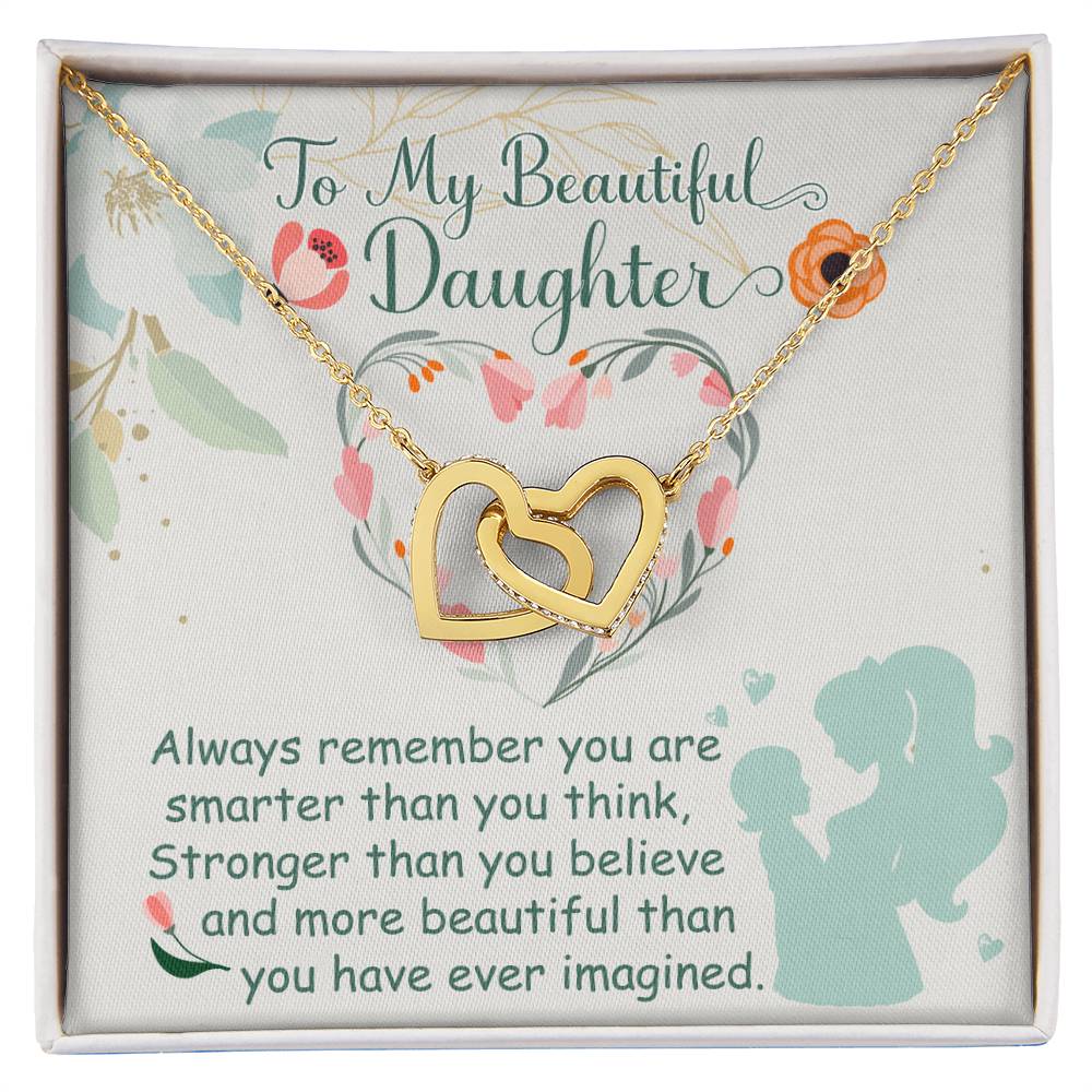 To My Beautiful Daughter Necklace To Daughter From Mom Interlocking Hearts Necklace