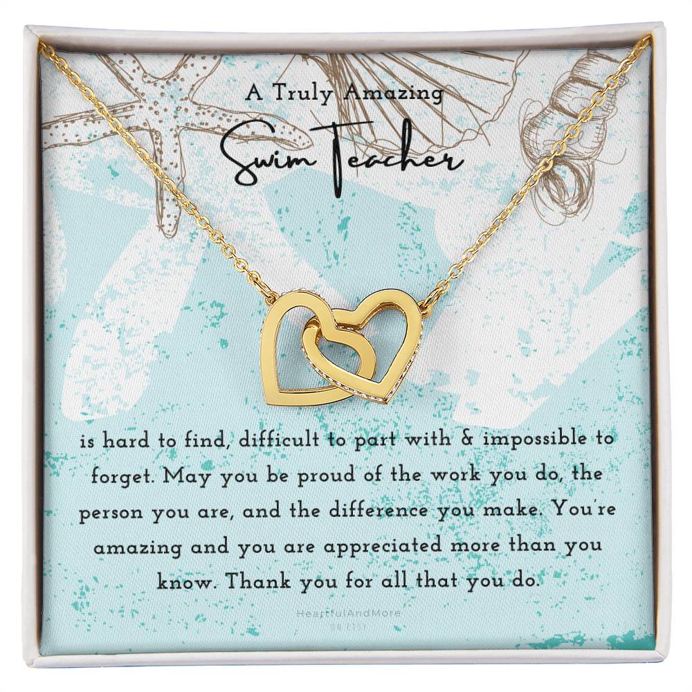 Gift For Swim Teacher Swim Teacher Appreciation Gift A Truly Amazing Swim Teacher Gift Interlocking Hearts Necklace