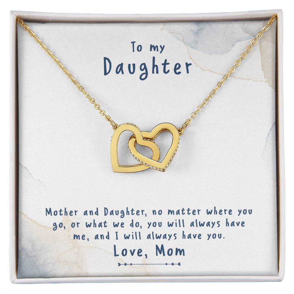 To My Daughter Interlocking Hearts Necklace Message Card
