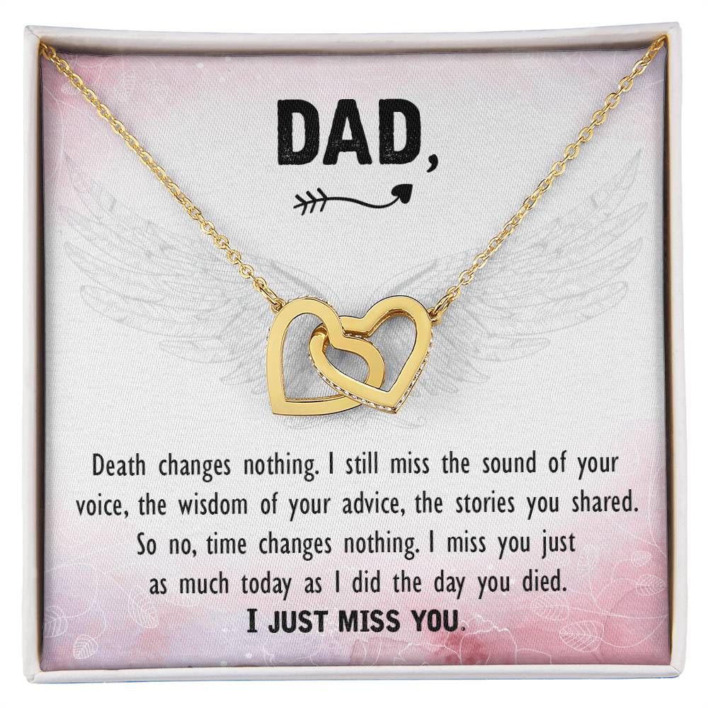 Personal Father Memorial Remember Dad Necklace Gift For Loss Dad Angel Wing Condolence Jewelry Grieving Friend Gift Interlocking Hearts Necklace