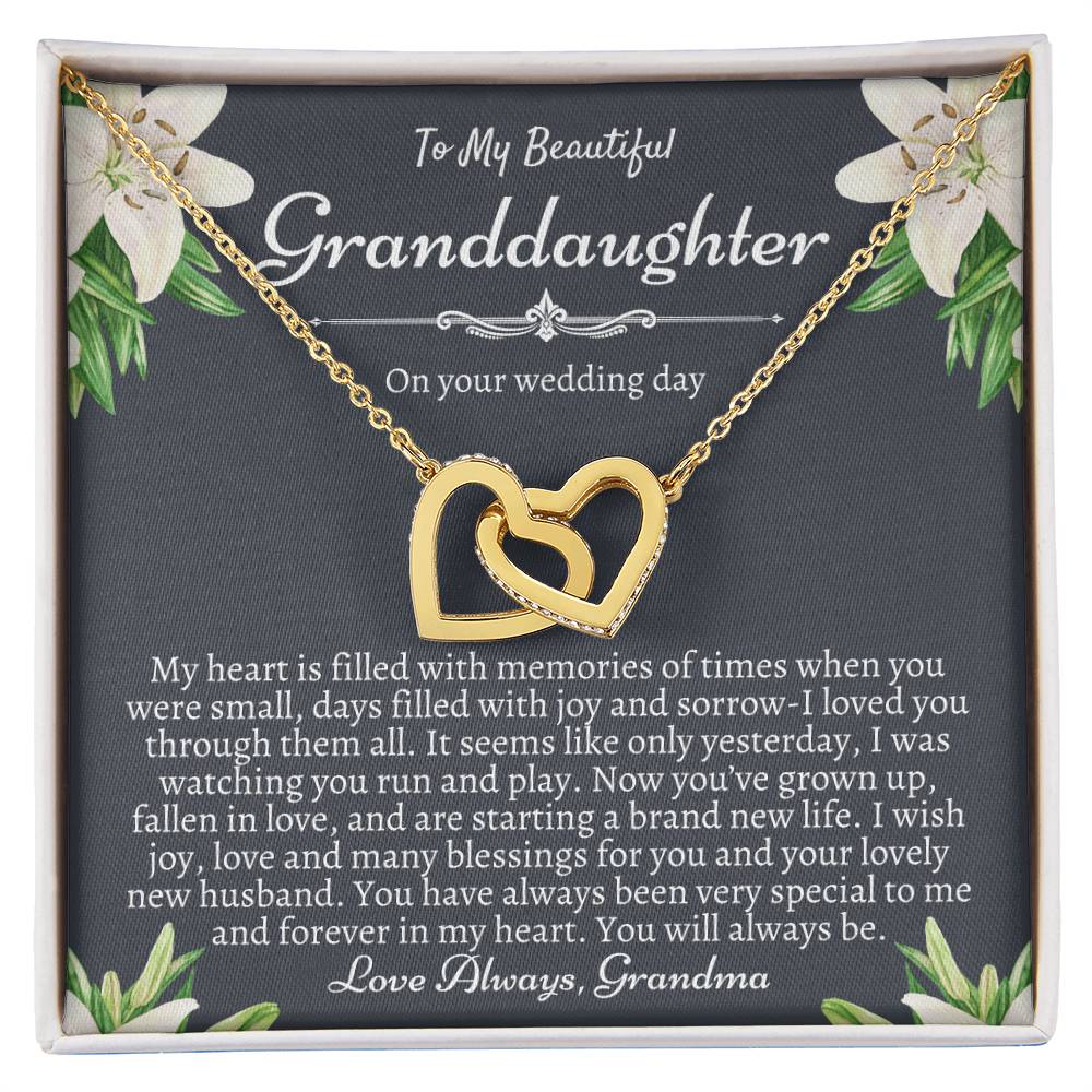 To My Granddaughter On Her Wedding Day Bride Gift From Grandma Granddaughter Wedding Necklace Heartfelt Gift From Nana Nanny Bride Gift Interlocking Hearts Necklace