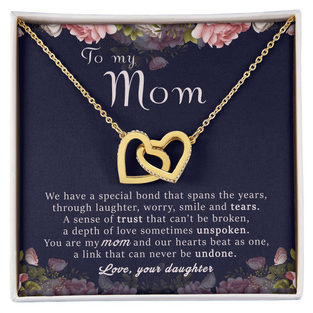 To My Mom Gift For Mother'S Day Interlocking Hearts Necklace
