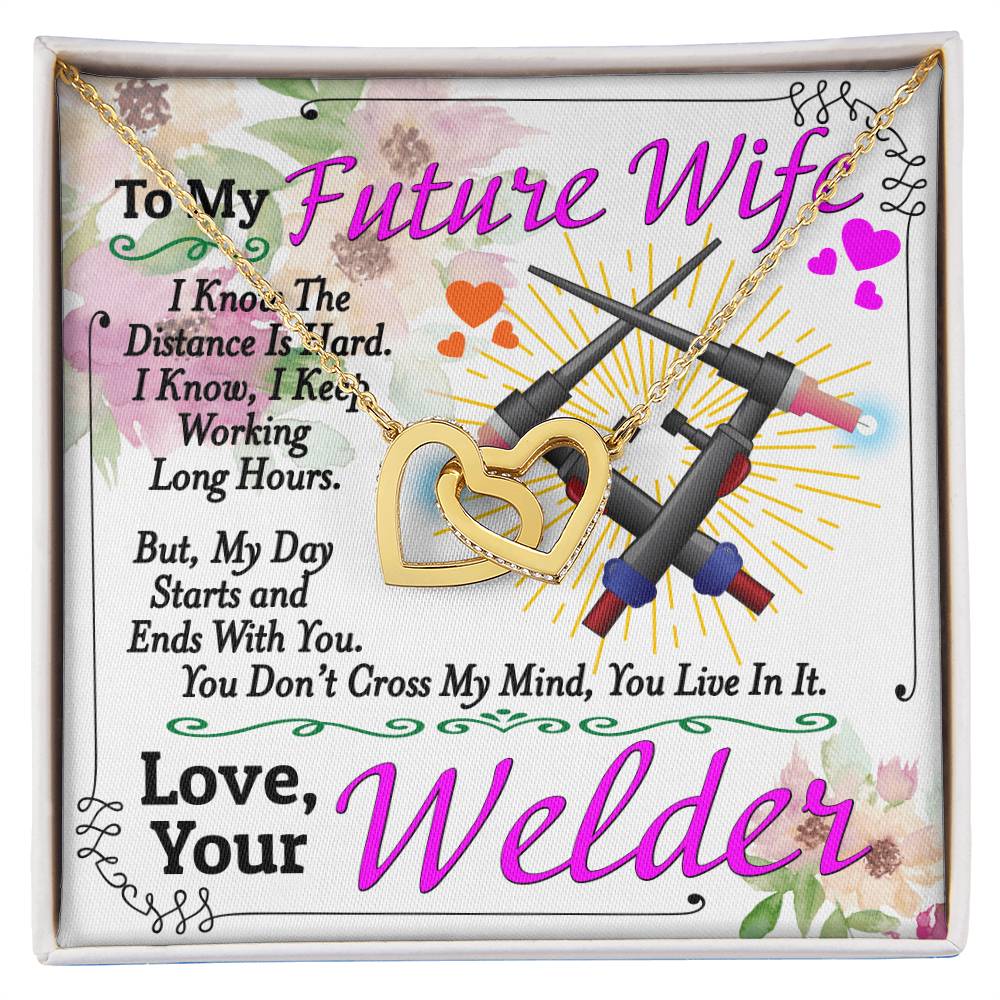 Welder'S Future Wife - Interlocking Heart Necklace Interlocking Hearts Necklace