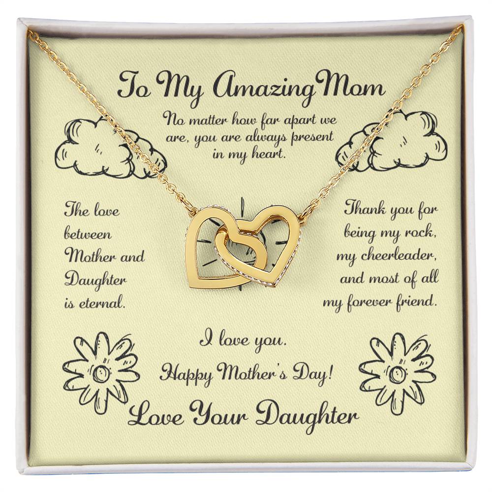 To My Amazing Mom Interlocking Hearts Necklace