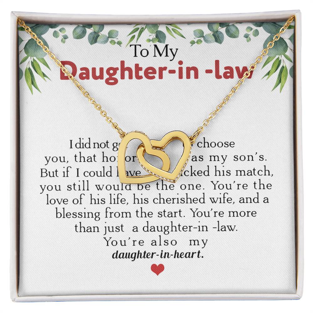 To My Daughter-In-Law You'Re Also My Daughter In Heart Interlocking Hearts Necklace