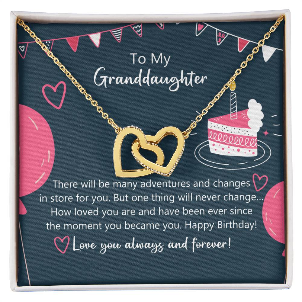 To My Granddaughter - How Lovely You Are Happy Birthday Necklace Interlocking Hearts Necklace