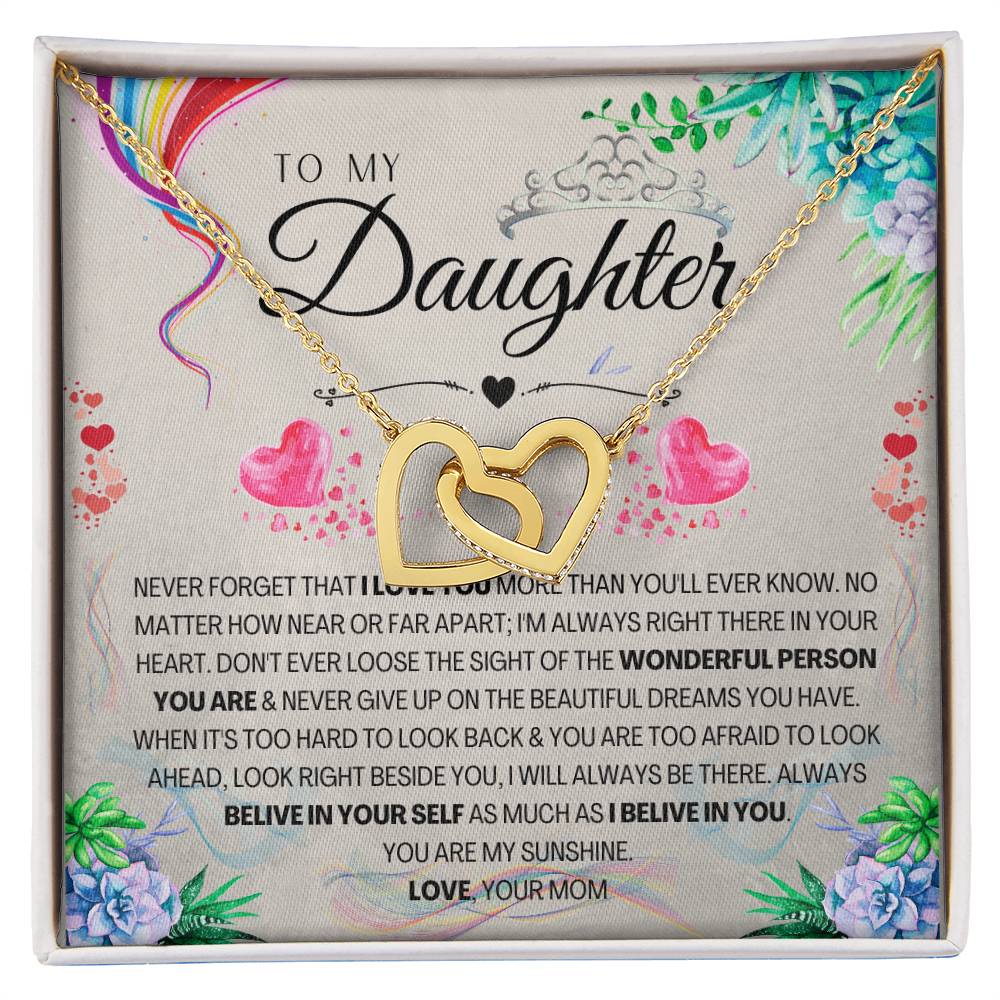 My Daughter - I Love You More Than You'Ll Ever Know Interlocking Hearts Necklace