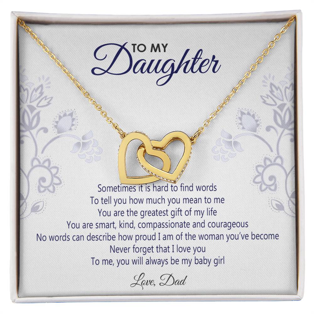 To My Daughter - You Will Always Be My Baby Girl Interlocking Hearts Necklace