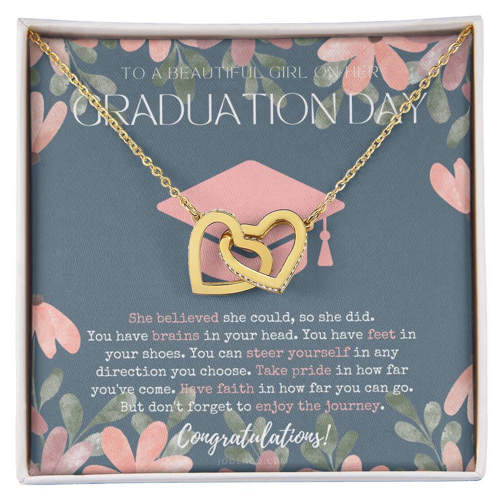 Graduation Gift Necklace For Daughter College Graduation Gift For Her High School Senior Graduation Mba Phd Master Class Of 2021 Interlocking Hearts Necklace