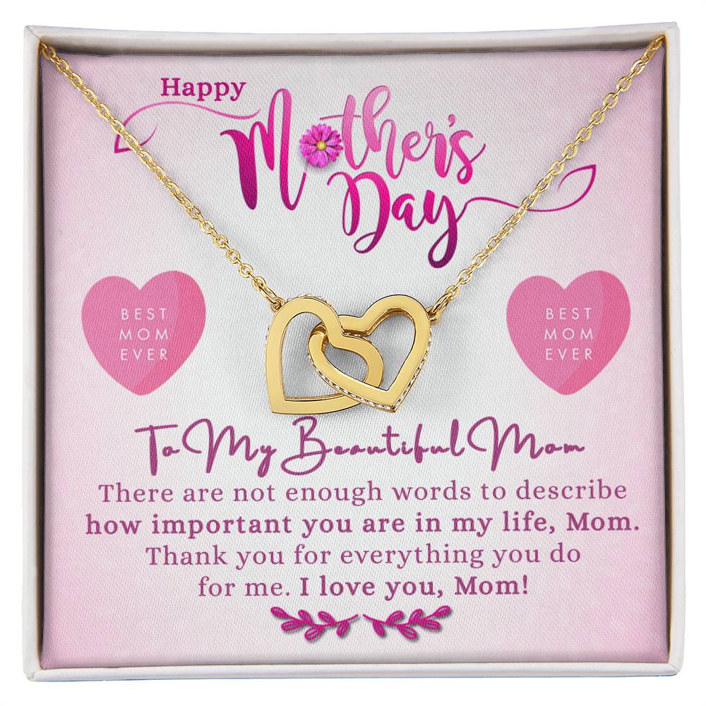 Mothers Day Double Heart Necklace Gift Interlocking Hearts Necklace