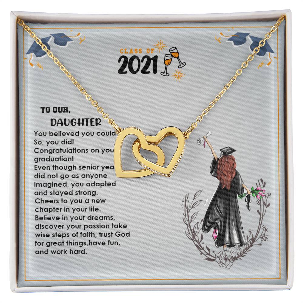 Interlocked Never-Ending Love Necklace For Believer Graduate Daughter Interlocking Hearts Necklace