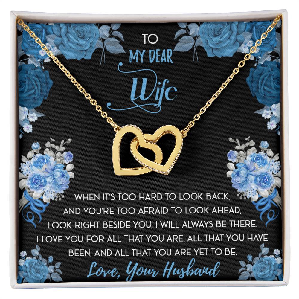 To My Dear Wife Interlocking Hearts Necklace